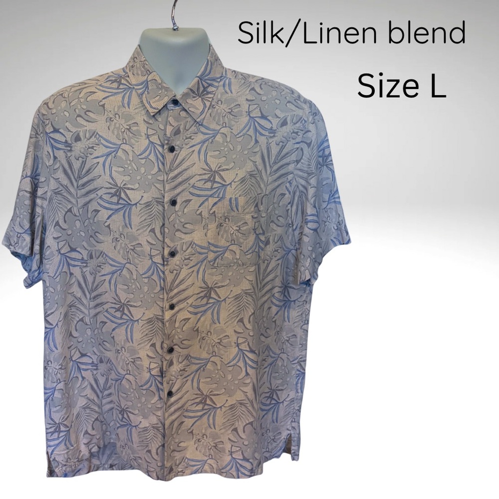 Tasso Elba Tropical Print Silk/Linen Shirt – Size L